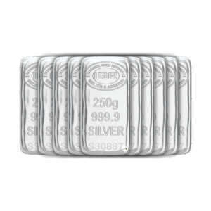10 Adet İAR 250 Gr Gümüş Külçe