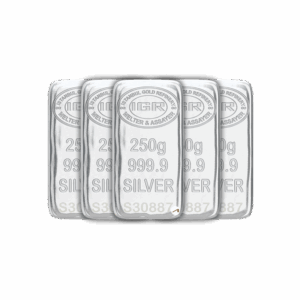 5 Adet İAR 250 Gr Gümüş Külçe