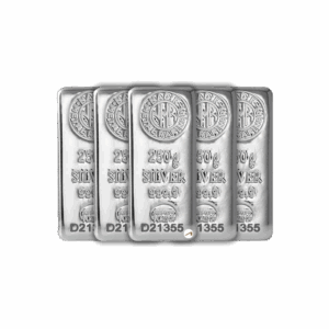 5 Adet NadirGold 250 Gr Gümüş Külçe